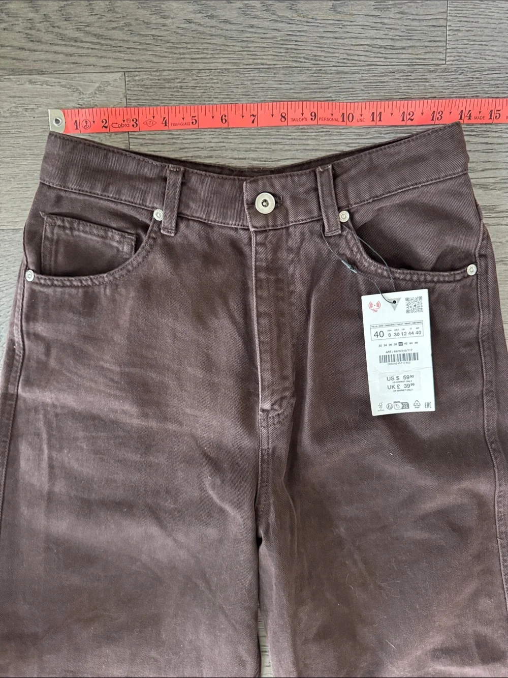 🌼Zara🌼 NWT Brown High-Rise Relaxed Wide Leg Jeans, Size 8 - Picture 4 of 8